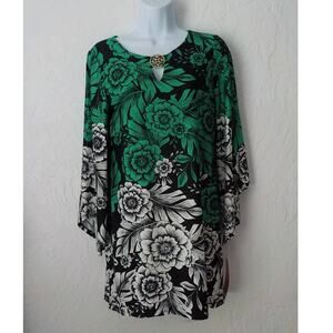 Sunny Leigh Floral Ombre Shift Dress Women size Small Green White Black NWT